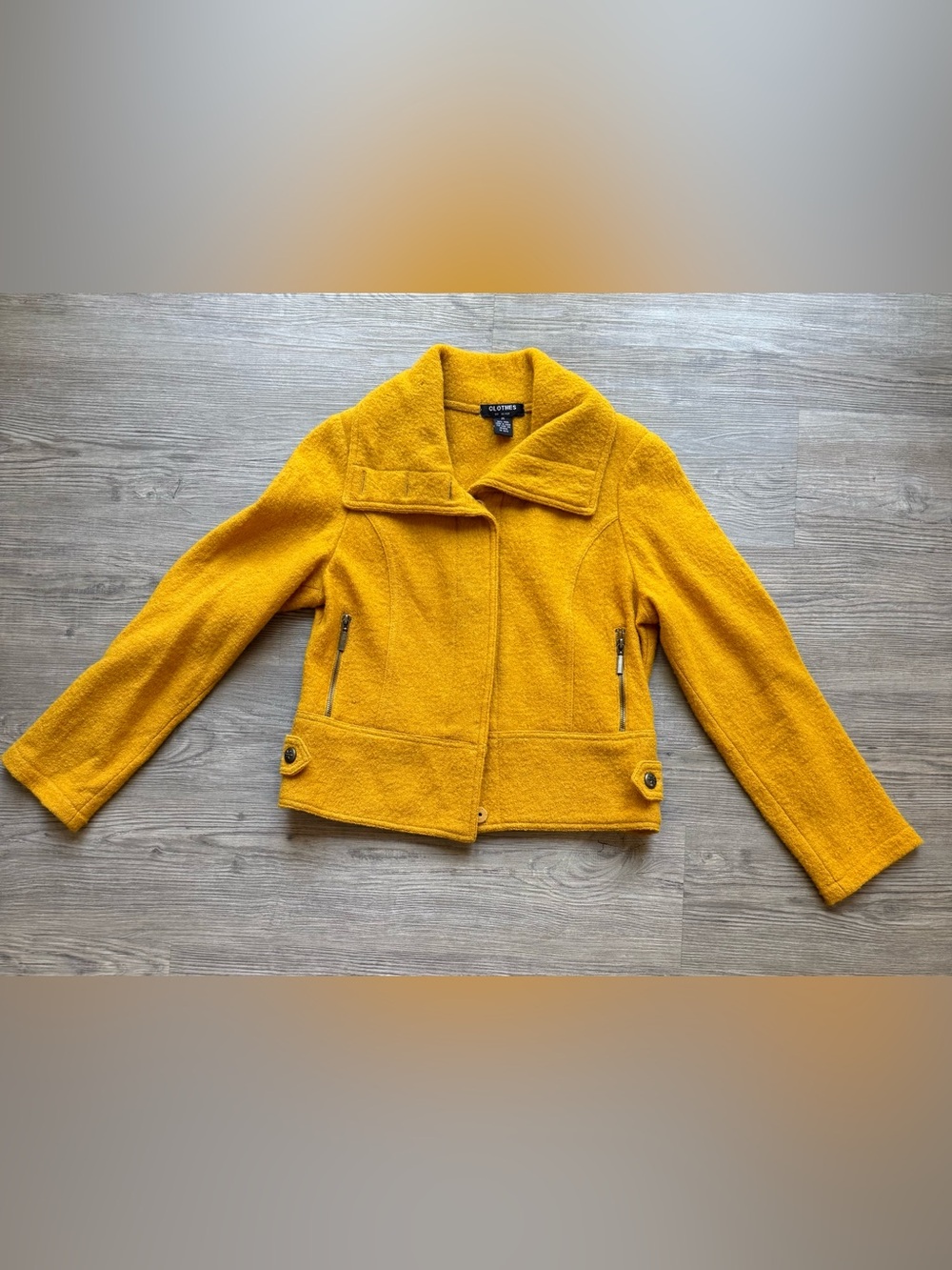 Clothes by Clayre Mustard Wool Moto Jacket, Vintage, Women’s Medium